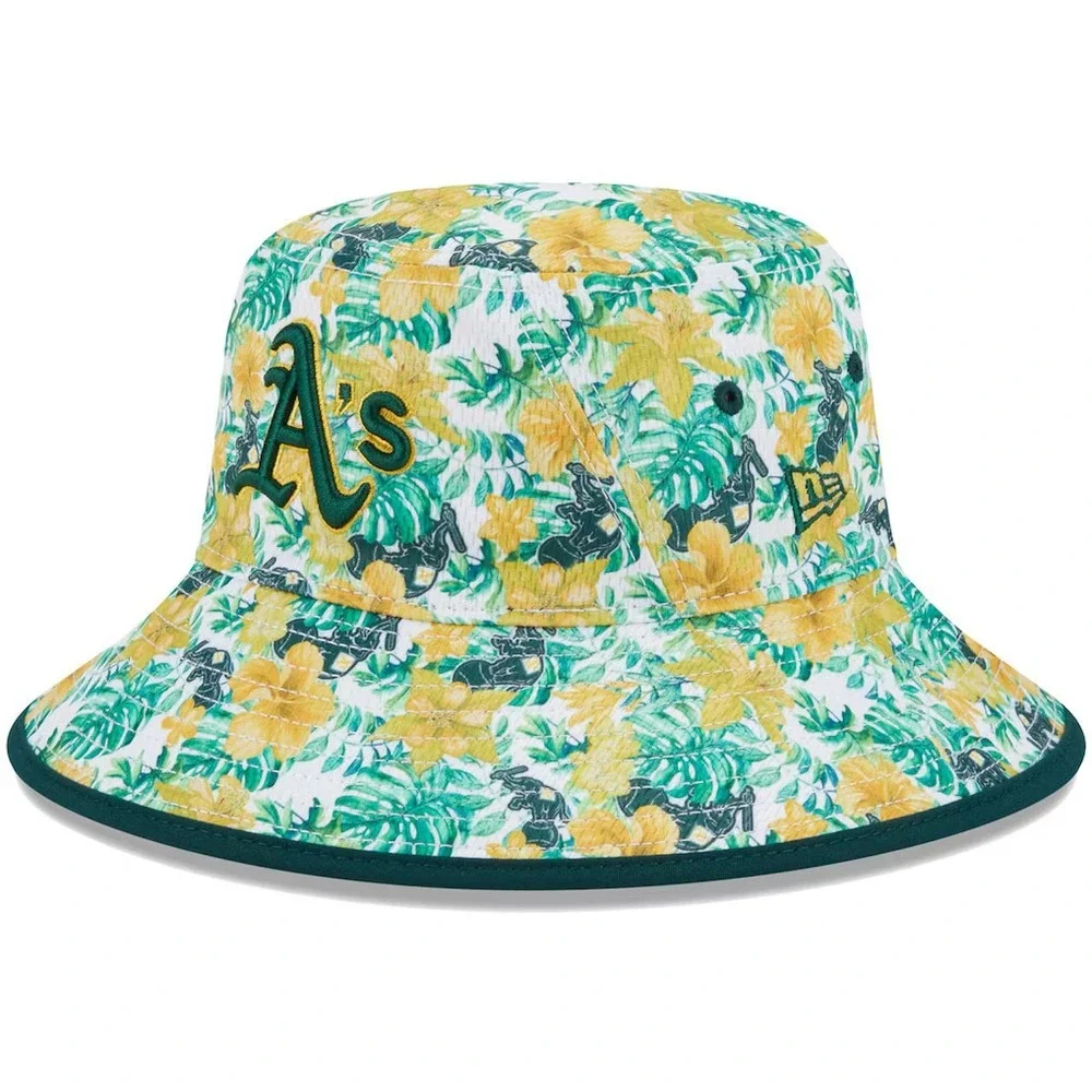 New Era Athletics Tropic Floral  Yellow Green Bucket Hat One Size Fits Most